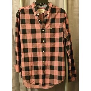 An Original Penguin By Munsingwear Men's Long Sleeve Pink Plaid Button Up Size L